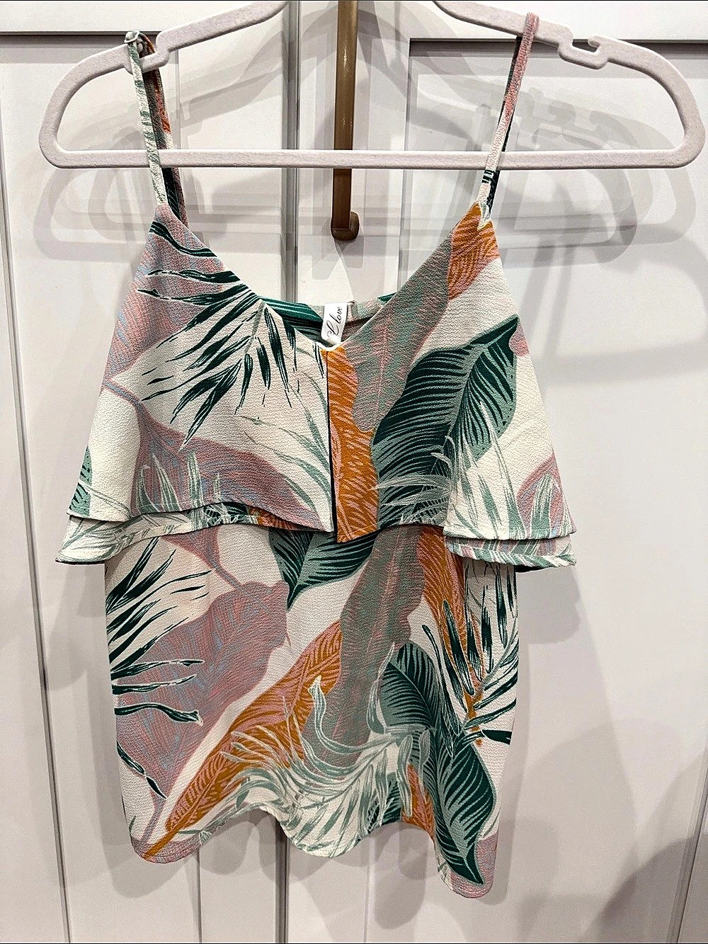 L Love Floral Ruffle Cami in Green & Pink